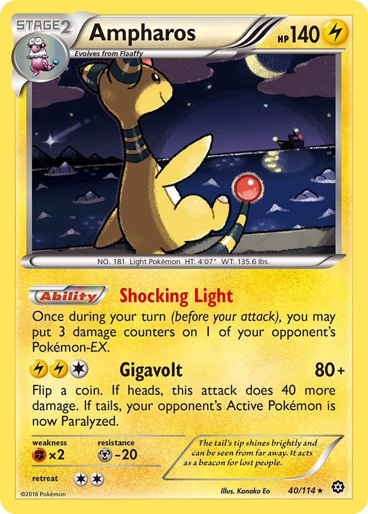 Ampharos (40/114) (Theme Deck Exclusive) [XY: Steam Siege] | Dumpster Cat Games