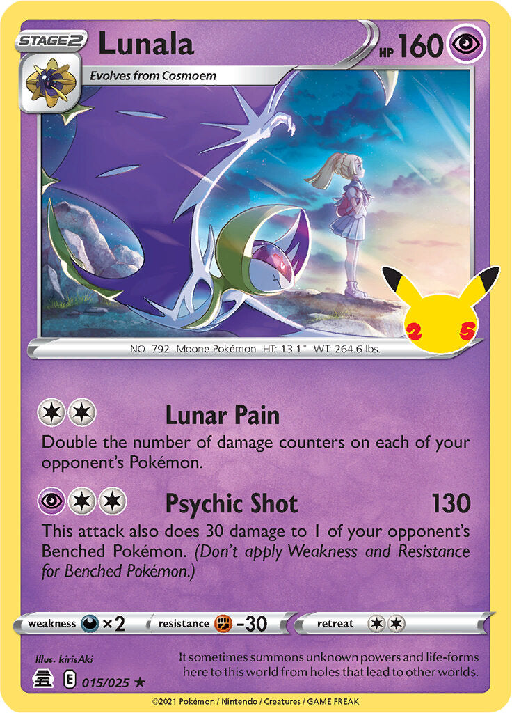 Lunala (015/025) [Celebrations: 25th Anniversary] | Dumpster Cat Games