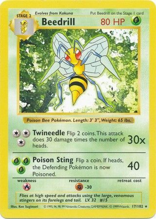 Beedrill (17/102) [Base Set Shadowless Unlimited] | Dumpster Cat Games