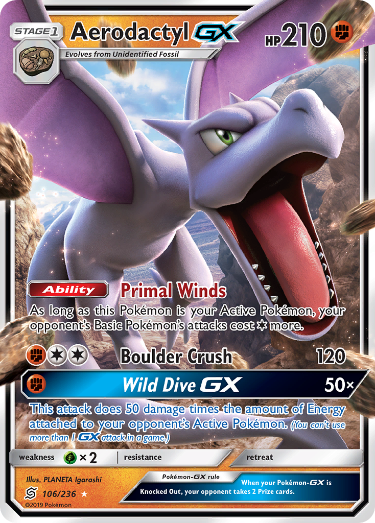 Aerodactyl GX (106/236) [Sun & Moon: Unified Minds] | Dumpster Cat Games