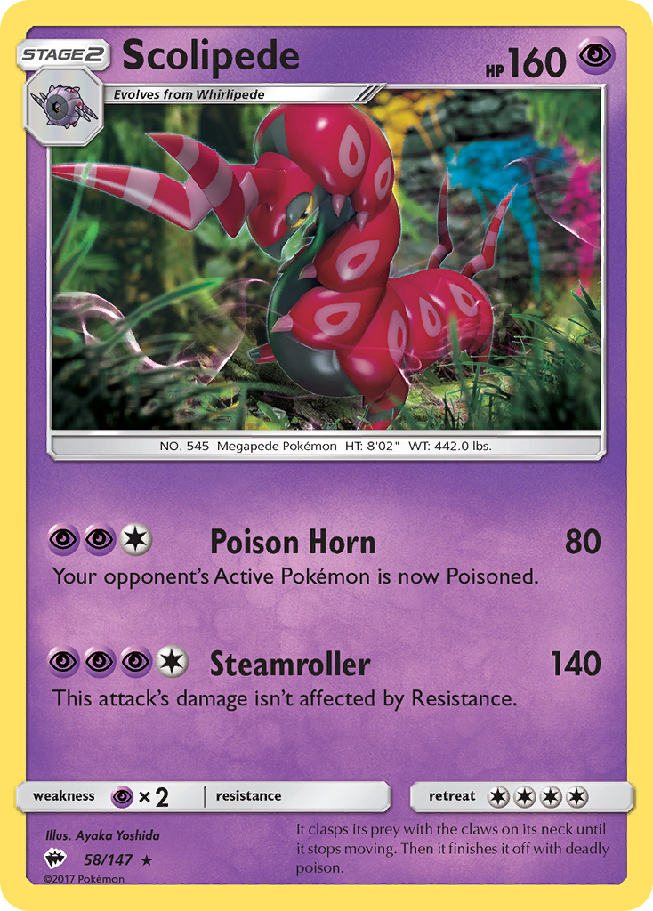 Scolipede (58/147) [Sun & Moon: Burning Shadows] | Dumpster Cat Games