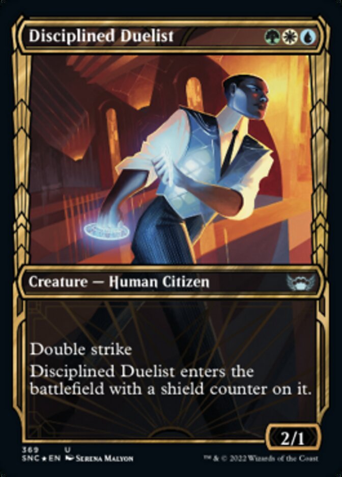 Disciplined Duelist (Showcase Golden Age Gilded Foil) [Streets of New Capenna] | Dumpster Cat Games