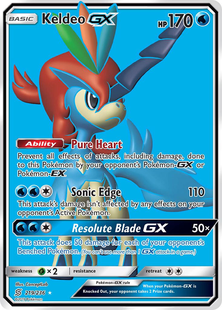 Keldeo GX (219/236) [Sun & Moon: Unified Minds] | Dumpster Cat Games