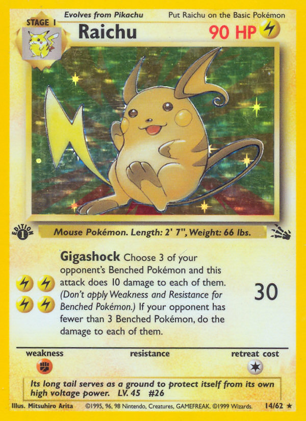 Raichu (14/62) [Fossil 1st Edition] | Dumpster Cat Games