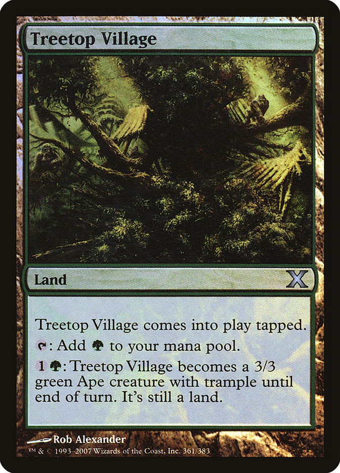 Treetop Village (Premium Foil) [Tenth Edition] | Dumpster Cat Games