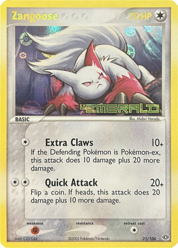 Zangoose (21/106) (Stamped) [EX: Emerald] | Dumpster Cat Games