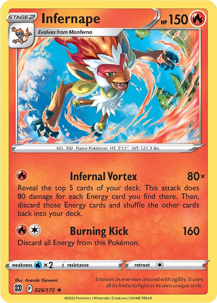 Infernape (026/172) (Theme Deck Exclusive) [Sword & Shield: Brilliant Stars] | Dumpster Cat Games