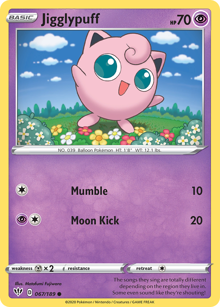 Jigglypuff (067/189) [Sword & Shield: Darkness Ablaze] | Dumpster Cat Games