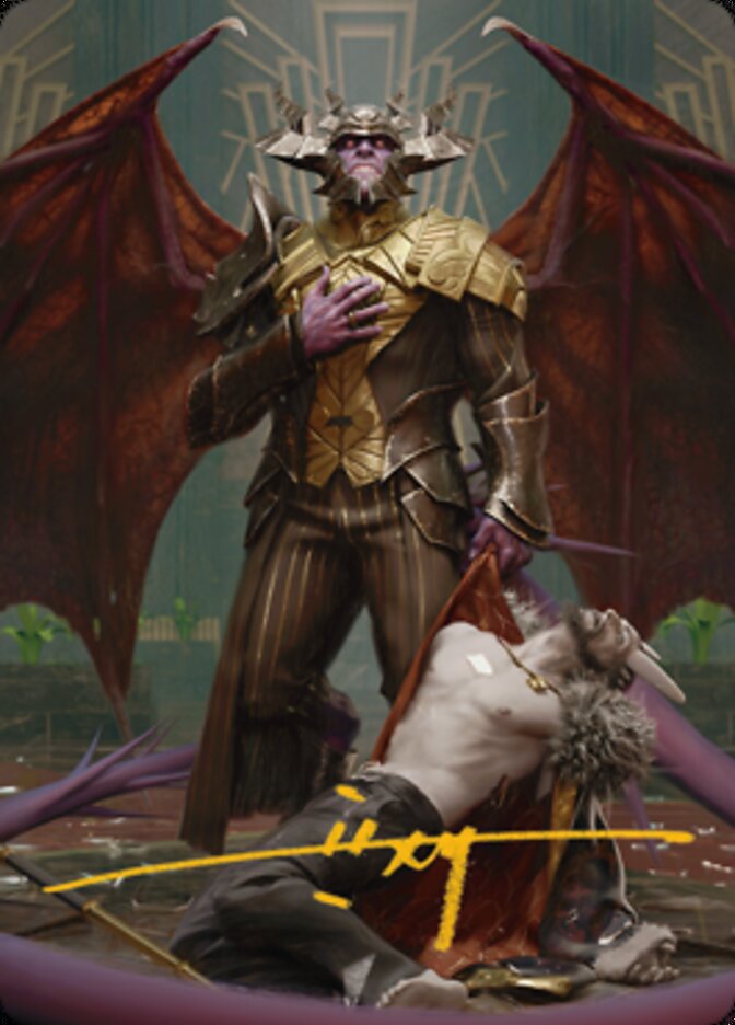 Ob Nixilis, the Adversary 1 Art Card (Gold-Stamped Signature) [Streets of New Capenna Art Series] | Dumpster Cat Games