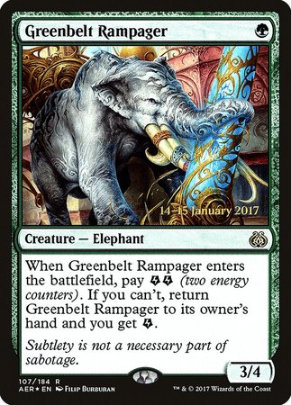 Greenbelt Rampager [Aether Revolt Promos] | Dumpster Cat Games