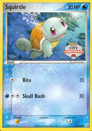 Squirtle (63/100) (City Championship Promo) [EX: Crystal Guardians] | Dumpster Cat Games