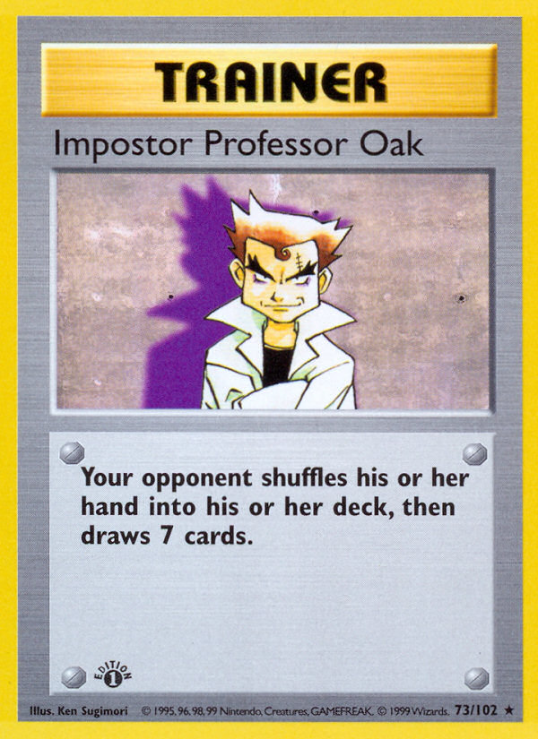 Impostor Professor Oak (73/102) (Shadowless) [Base Set 1st Edition] | Dumpster Cat Games