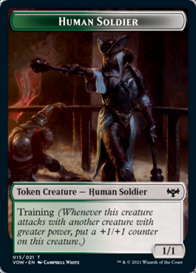 Blood // Human Soldier Double-sided Token [Innistrad: Crimson Vow Tokens] | Dumpster Cat Games