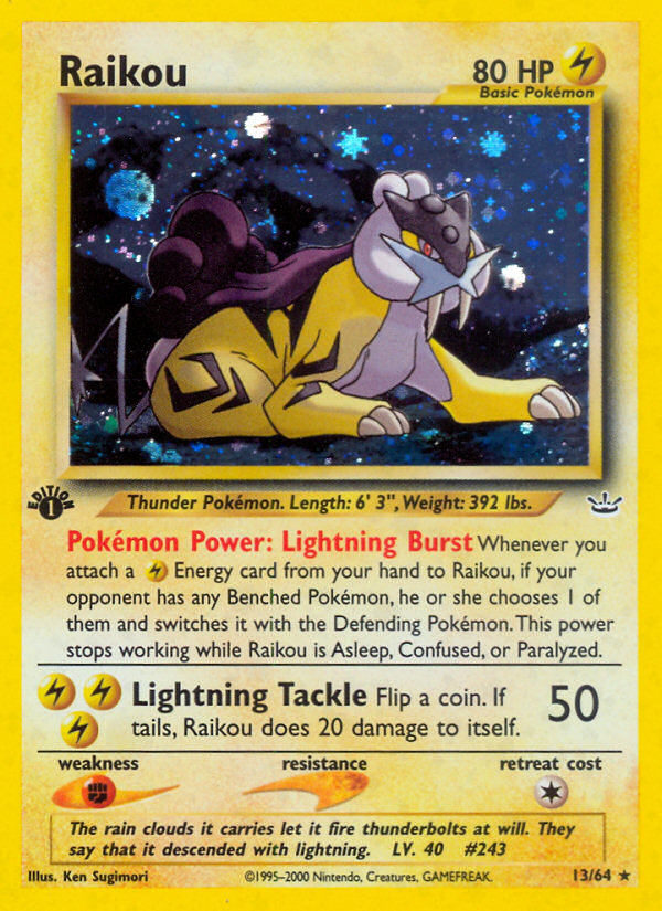 Raikou (13/64) [Neo Revelation 1st Edition] | Dumpster Cat Games