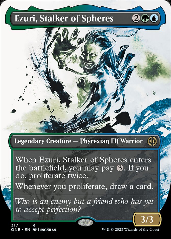 Ezuri, Stalker of Spheres (Borderless Ichor) [Phyrexia: All Will Be One] | Dumpster Cat Games