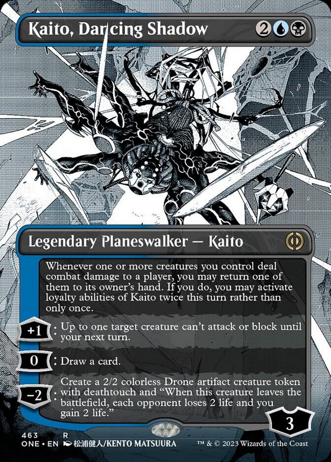 Kaito, Dancing Shadow (Borderless Manga Step-and-Compleat Foil) [Phyrexia: All Will Be One] | Dumpster Cat Games