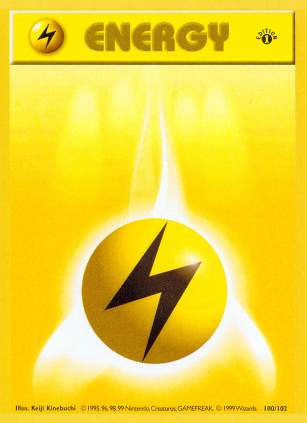 Lightning Energy (100/102) (Shadowless) [Base Set 1st Edition] | Dumpster Cat Games