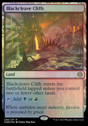 Blackcleave Cliffs [Phyrexia: All Will Be One Prerelease Promos] | Dumpster Cat Games