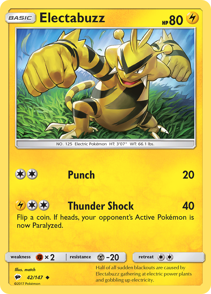 Electabuzz (42/147) [Sun & Moon: Burning Shadows] | Dumpster Cat Games