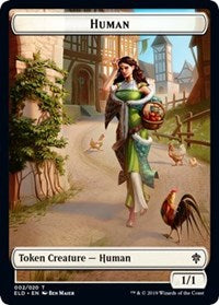 Human // Food (17) Double-sided Token [Throne of Eldraine Tokens] | Dumpster Cat Games