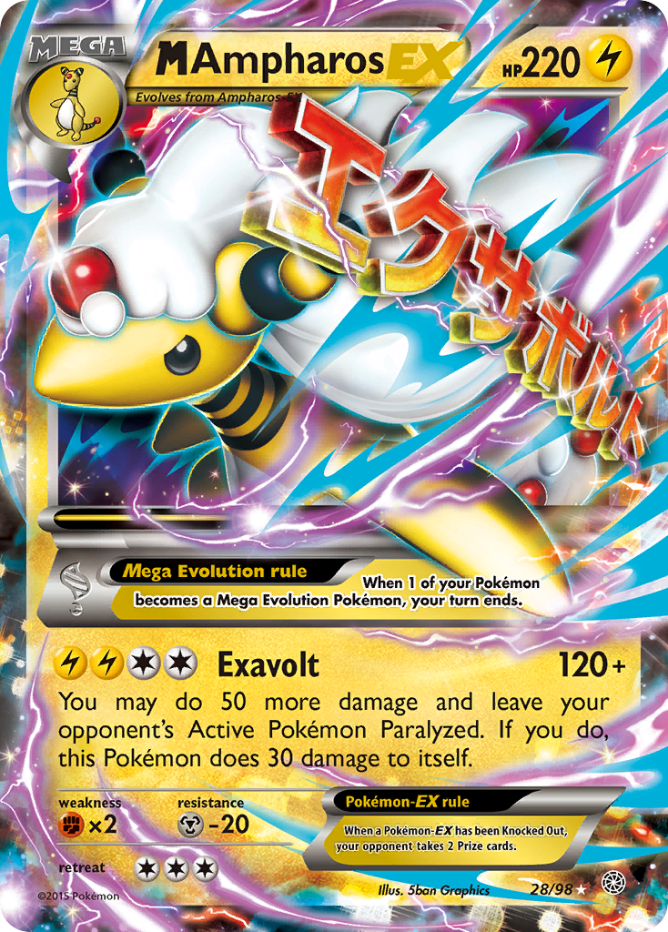 M Ampharos EX (28/98) [XY: Ancient Origins] | Dumpster Cat Games