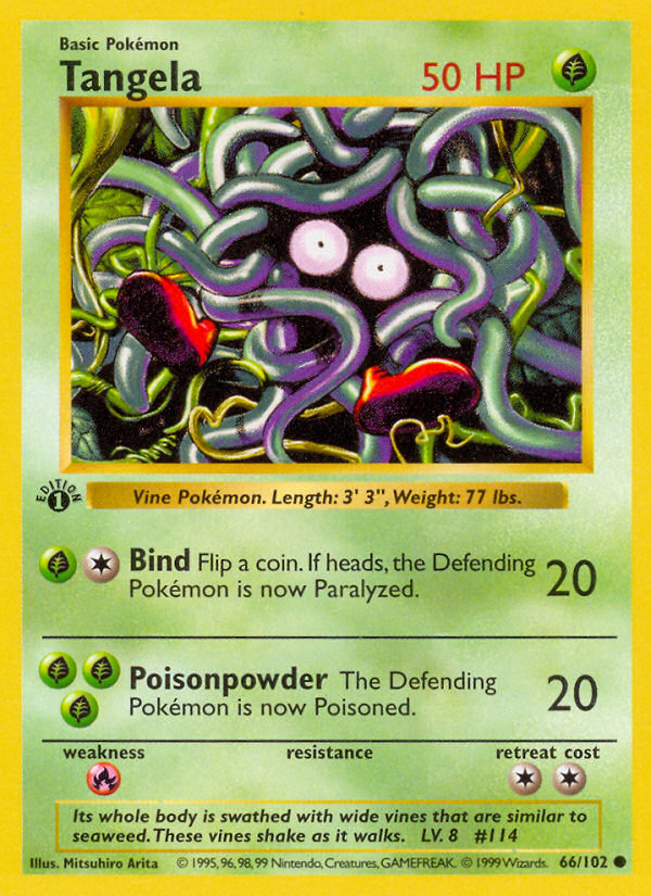 Tangela (66/102) (Shadowless) [Base Set 1st Edition] | Dumpster Cat Games