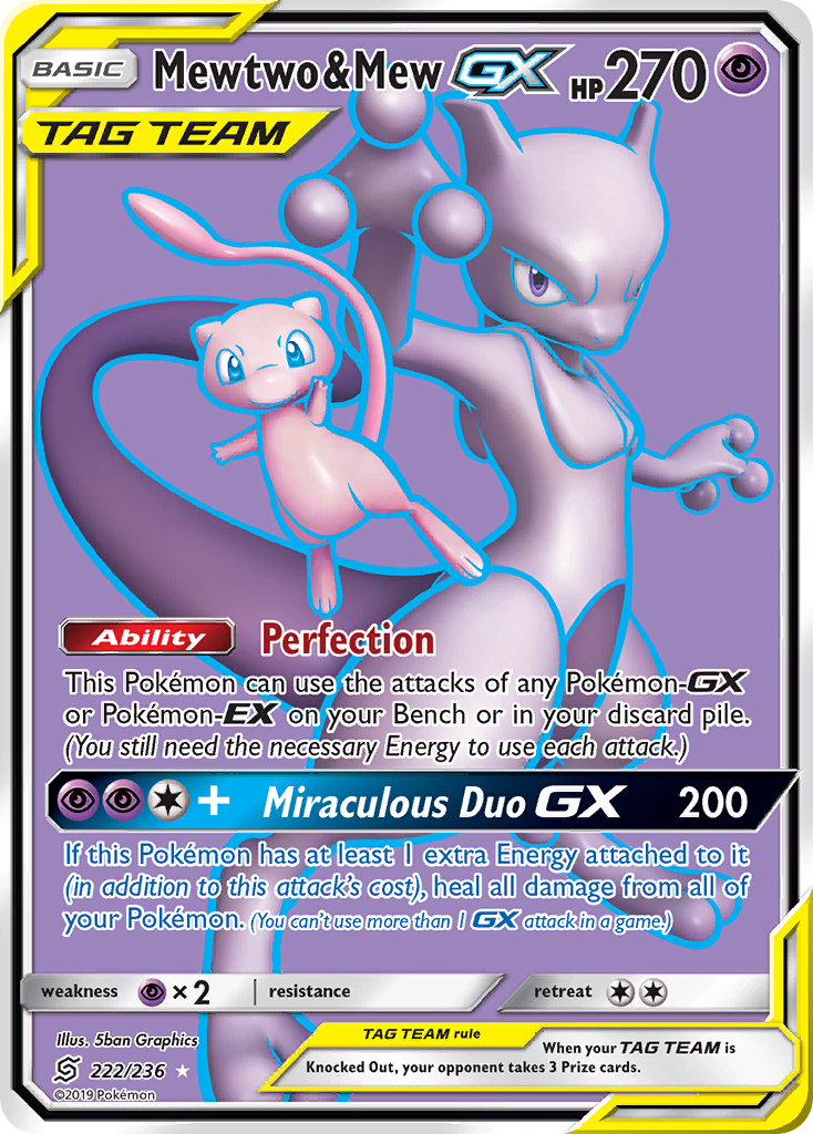 Mewtwo & Mew GX (222/236) [Sun & Moon: Unified Minds] | Dumpster Cat Games