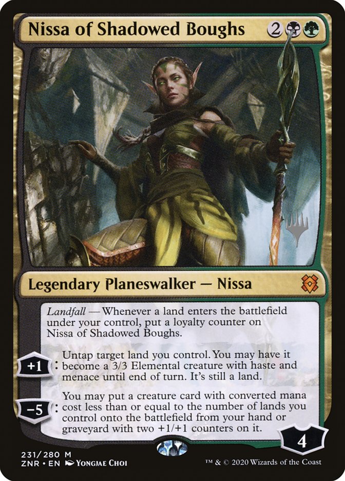 Nissa of Shadowed Boughs (Promo Pack) [Zendikar Rising Promos] | Dumpster Cat Games