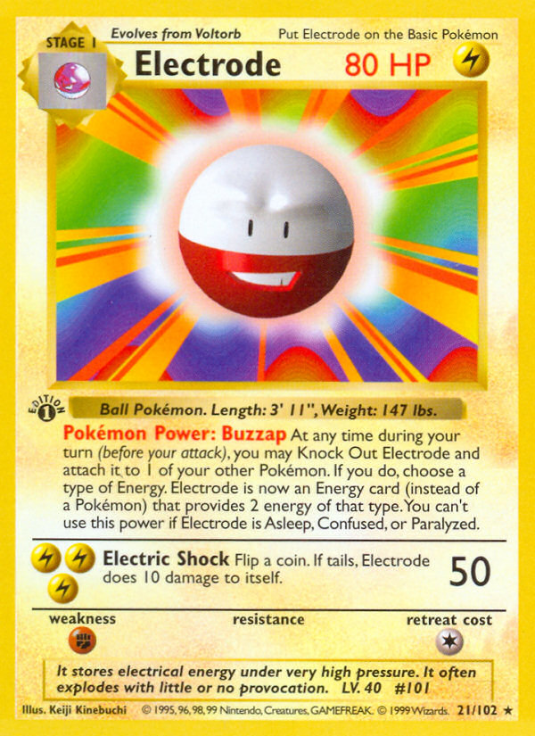 Electrode (21/102) (Shadowless) [Base Set 1st Edition] | Dumpster Cat Games