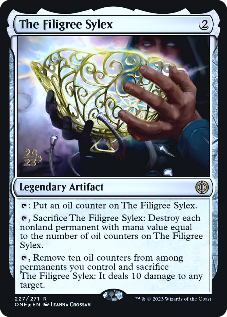 The Filigree Sylex [Phyrexia: All Will Be One Prerelease Promos] | Dumpster Cat Games