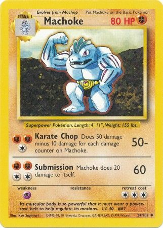 Machoke (34/102) [Base Set Unlimited] | Dumpster Cat Games