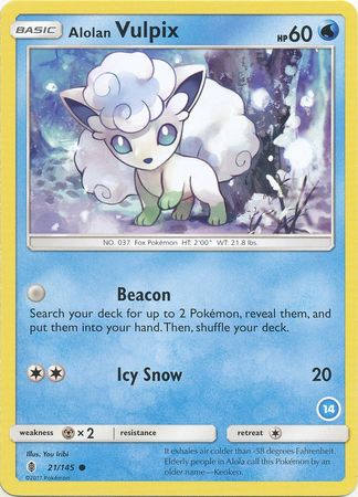 Alolan Vulpix (21/145) (Deck Exclusive #14) [Sun & Moon: Trainer Kit - Alolan Ninetales] | Dumpster Cat Games