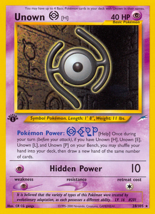 Unown [H] (28/105) [Neo Destiny 1st Edition] | Dumpster Cat Games