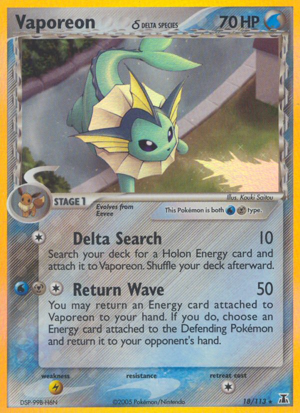 Vaporeon (18/113) (Delta Species) [EX: Delta Species] | Dumpster Cat Games