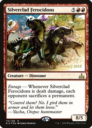 Silverclad Ferocidons [Rivals of Ixalan Promos] | Dumpster Cat Games