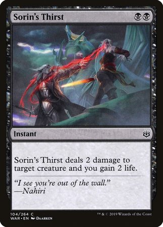 Sorin's Thirst [War of the Spark] | Dumpster Cat Games