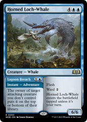 Horned Loch-Whale // Lagoon Breach (Promo Pack) [Wilds of Eldraine Promos] | Dumpster Cat Games