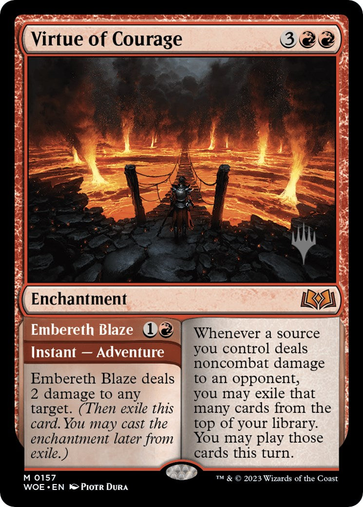 Virtue of Courage //Embereth Blaze (Promo Pack) [Wilds of Eldraine Promos] | Dumpster Cat Games