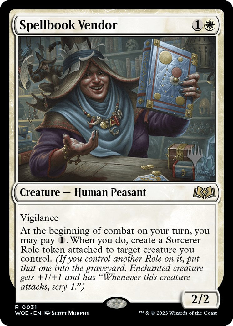 Spellbook Vendor (Promo Pack) [Wilds of Eldraine Promos] | Dumpster Cat Games