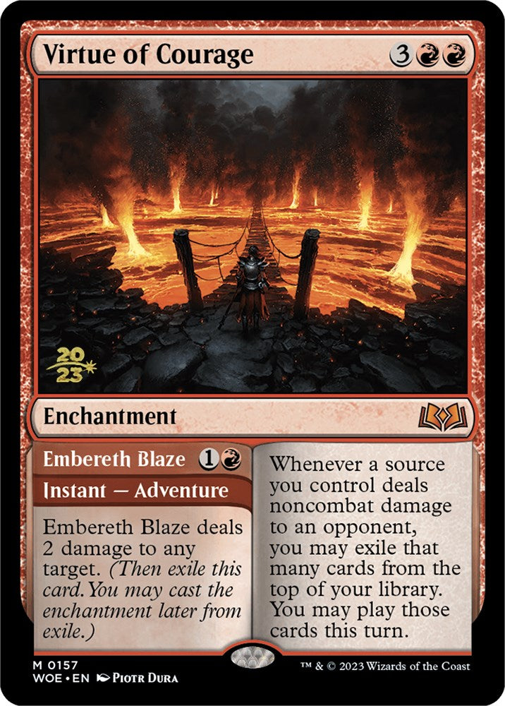 Virtue of Courage // Embereth Blaze [Wilds of Eldraine Prerelease Promos] | Dumpster Cat Games