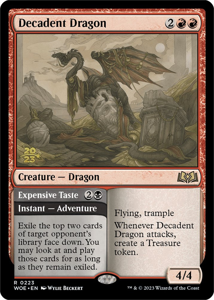 Decadent Dragon // Expensive Taste (Promo Pack) [Wilds of Eldraine Promos] | Dumpster Cat Games