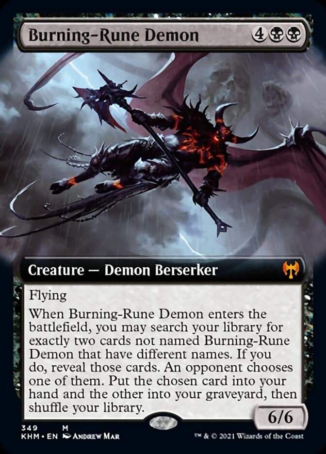 Burning-Rune Demon (Extended Art) [Kaldheim] | Dumpster Cat Games