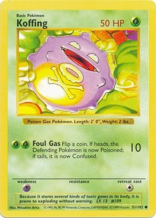 Koffing (51/102) [Base Set Shadowless Unlimited] | Dumpster Cat Games