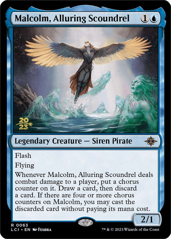 Malcolm, Alluring Scoundrel [The Lost Caverns of Ixalan Prerelease Cards] | Dumpster Cat Games