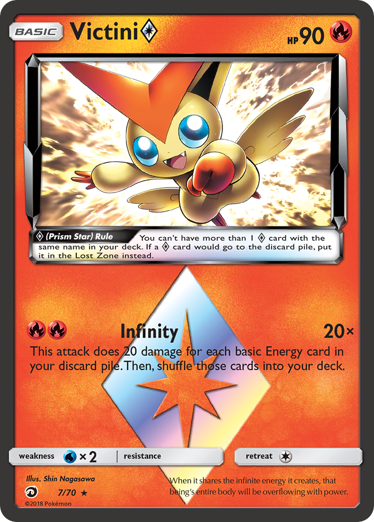 Victini (7/70) (Prism Star) [Sun & Moon: Dragon Majesty] | Dumpster Cat Games