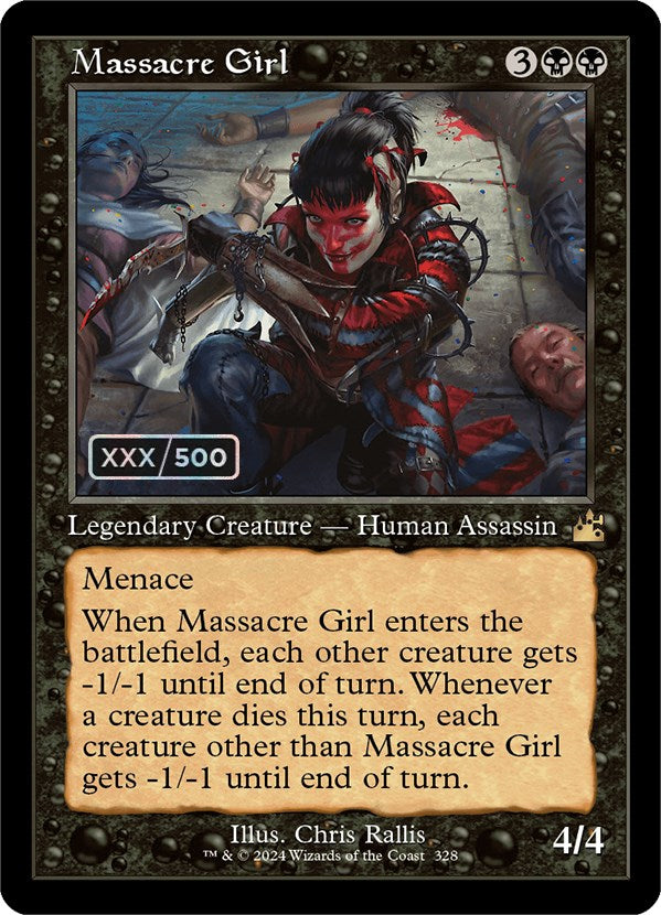 Massacre Girl (Retro) (Serialized) [Ravnica Remastered] | Dumpster Cat Games