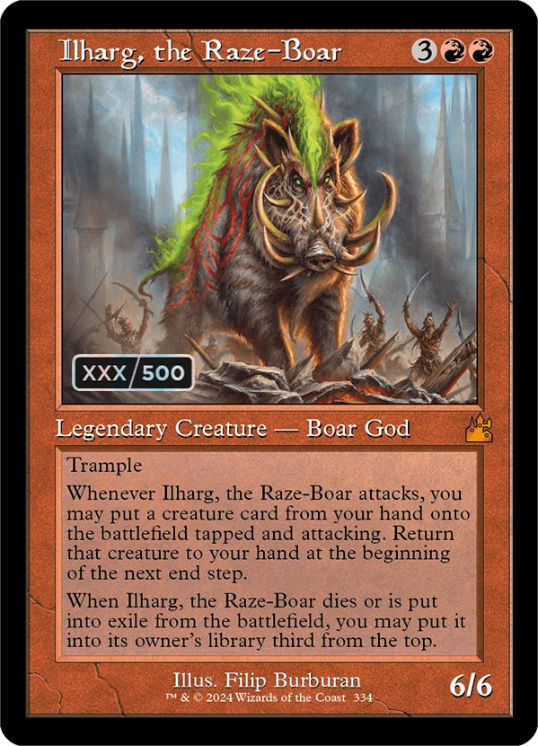 Ilharg, the Raze-Boar (Retro) (Serialized) [Ravnica Remastered] | Dumpster Cat Games