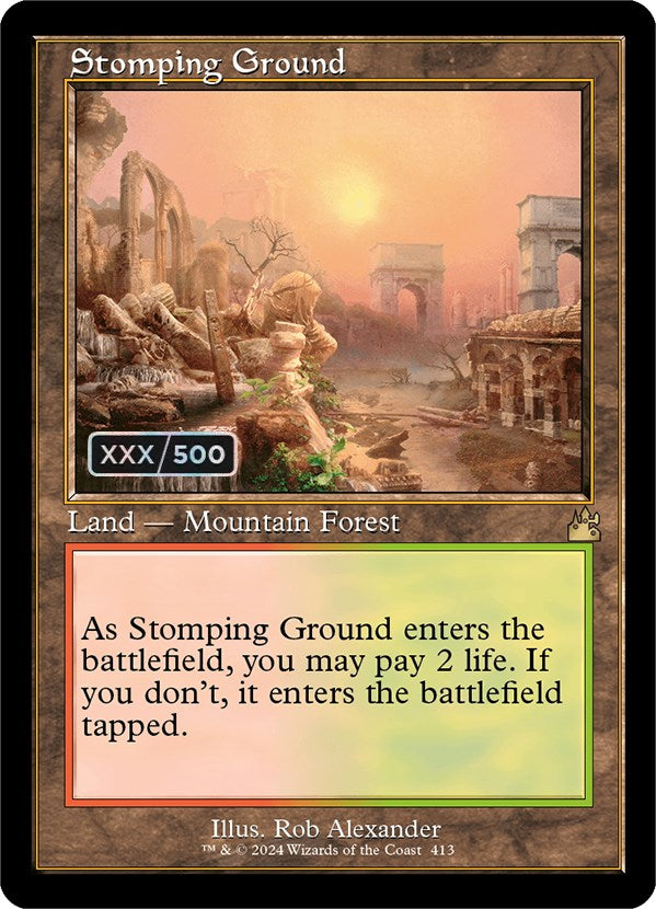 Stomping Ground (Retro) (Serialized) [Ravnica Remastered] | Dumpster Cat Games