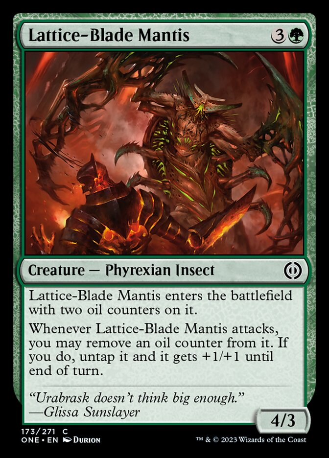 Lattice-Blade Mantis [Phyrexia: All Will Be One] | Dumpster Cat Games