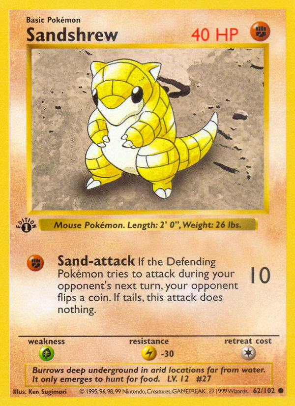 Sandshrew (62/102) (Shadowless) [Base Set 1st Edition] | Dumpster Cat Games